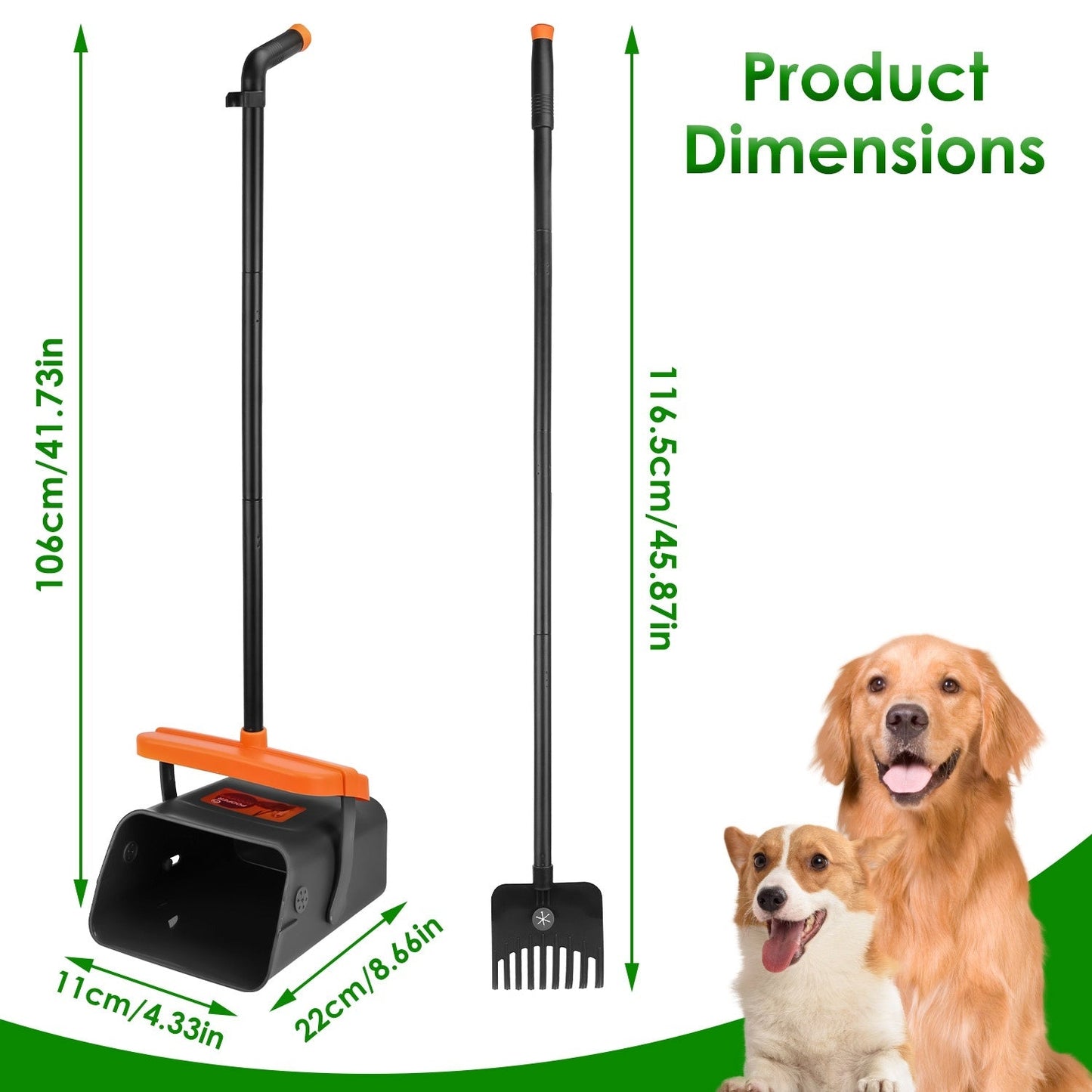 Dog Poop Shovel Tool Kit With Extra Long Handle And Waste Bag