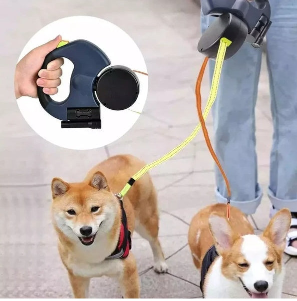 Double-Ended Retractable Reflective Dog Leash