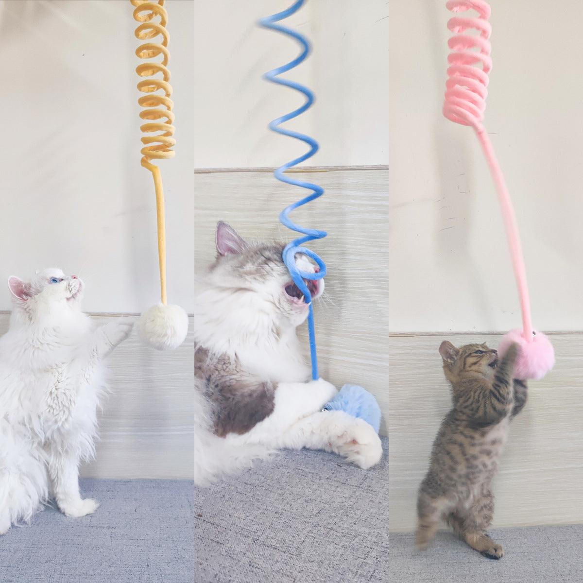 Interactive Plush Cat Toy With Self-Hi Sucker And Spring Rabbit Hair