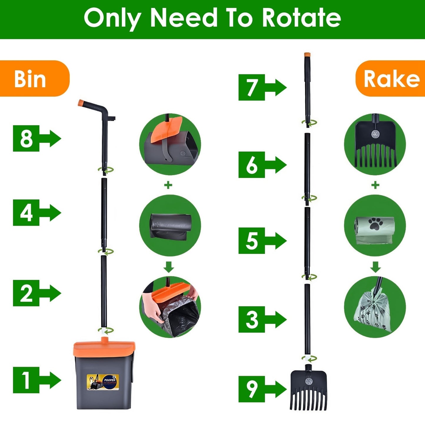 Dog Poop Shovel Tool Kit With Extra Long Handle And Waste Bag