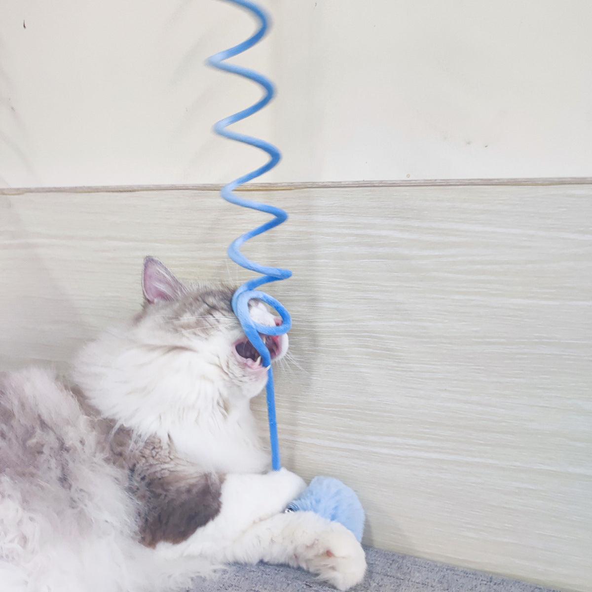 Interactive Plush Cat Toy With Self-Hi Sucker And Spring Rabbit Hair