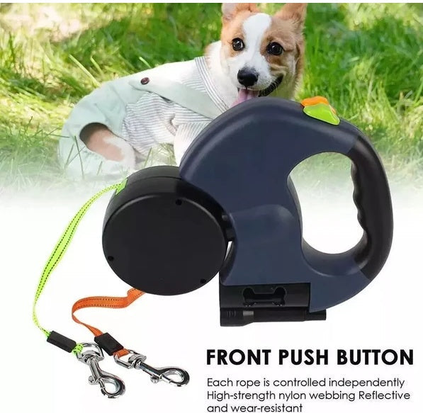 Double-Ended Retractable Reflective Dog Leash