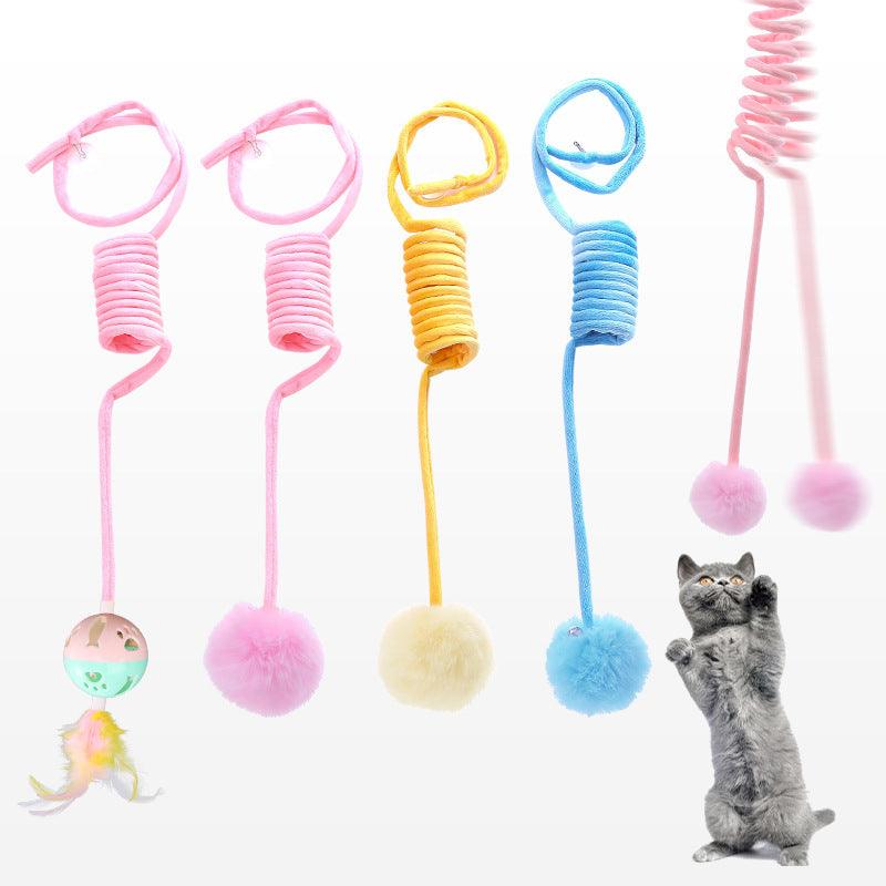 Interactive Plush Cat Toy With Self-Hi Sucker And Spring Rabbit Hair