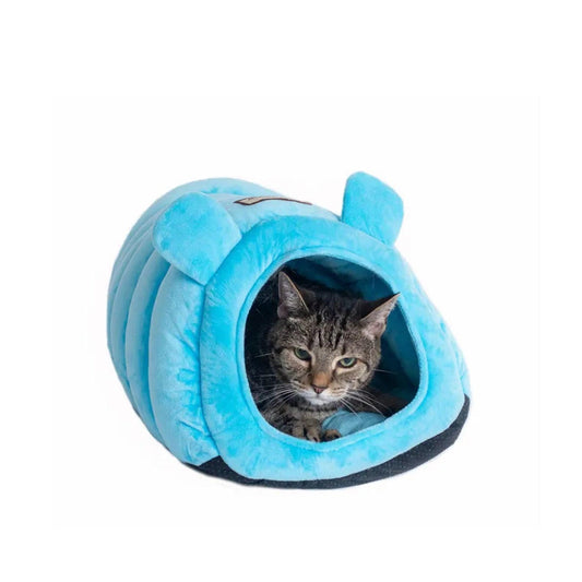 Armarkat Luxe Velvet Hideaway Cat Bed in Cornflower Blue
