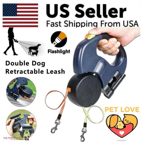 Double-Ended Retractable Reflective Dog Leash