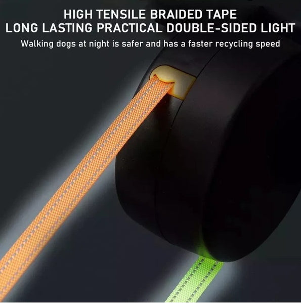 Double-Ended Retractable Reflective Dog Leash
